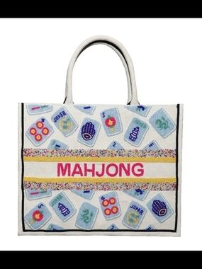 Brand New Mahjong Embellished Canvas Tote Bag - Personalized...Tiana Designs